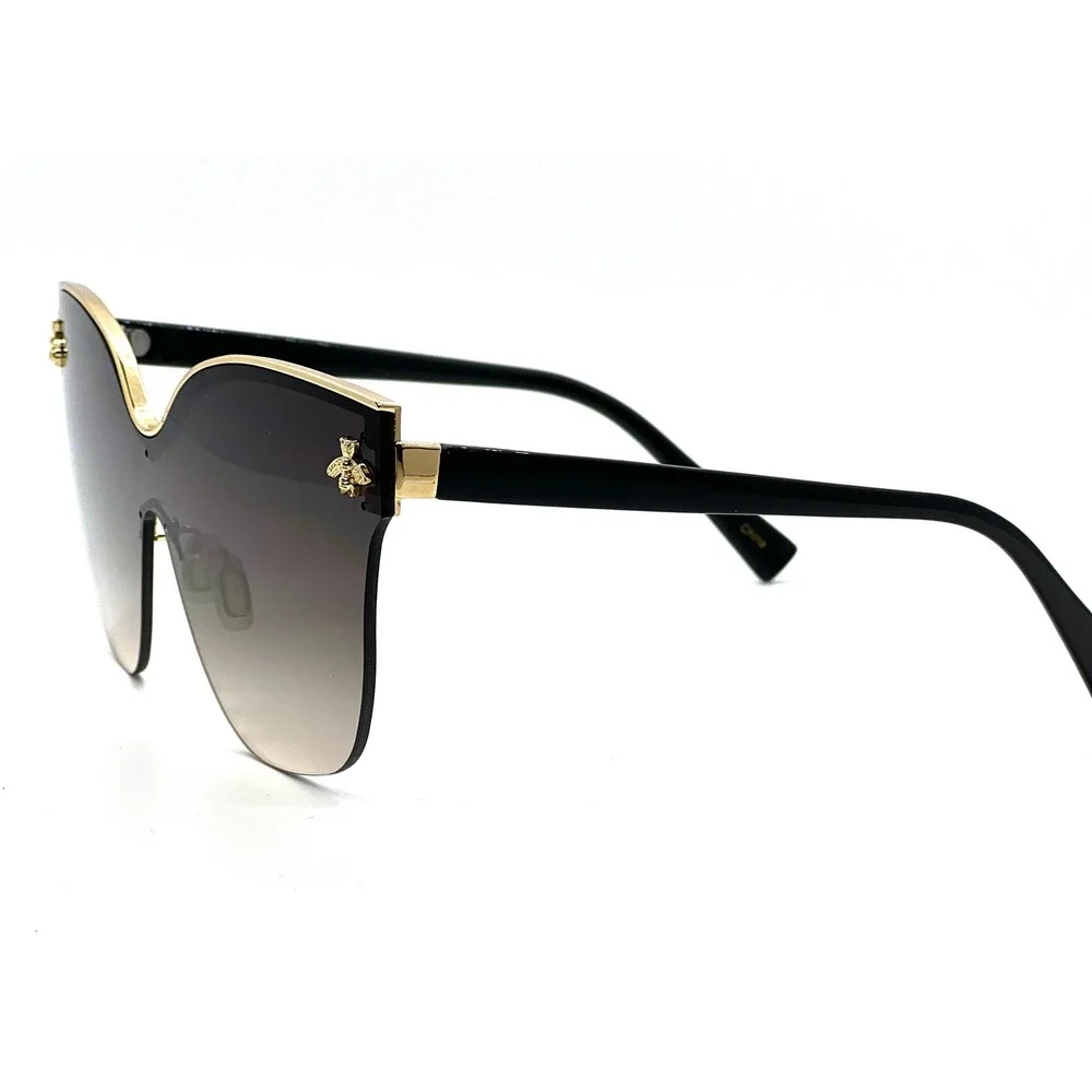 Rimless Shield Sunglasses Bee Gold UV400 Protection Fashion Shades Eye‎ Glasses